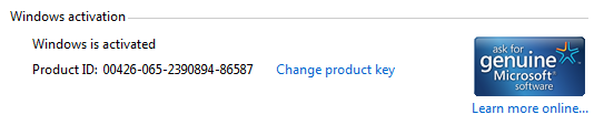 Windows 7 is activated