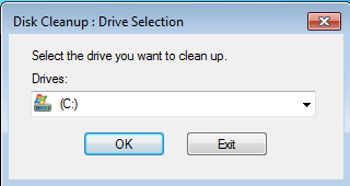 disk cleanup drive selection