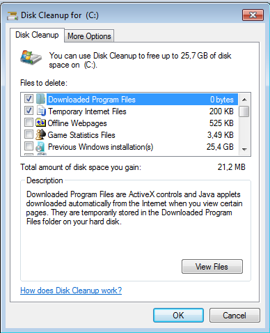 disk cleanup scan