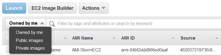 list of Amazon EC2 AMI images owned by me