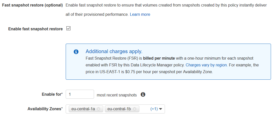 fast snapshot restore option on lifecycle policy fast snapshot restore option on lifecycle policy