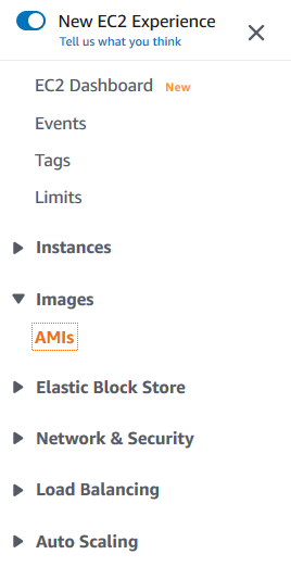 Amazon EC2 Dashboard AMI Images