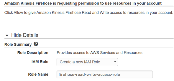 allow Amazon Kinesis Firehose Read and Write permissions to AWS S3 bucket