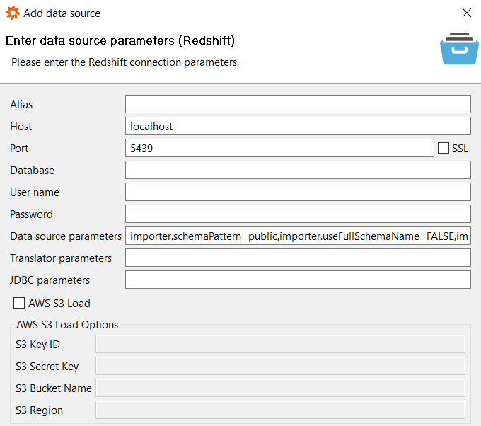 add Amazon Redhift database as new data source for Data Virtuality