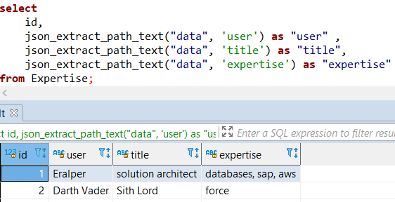 Redshift SQL JSON parse query sample