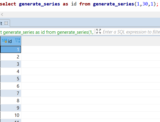 Amazon Redshift database SQL numbers table