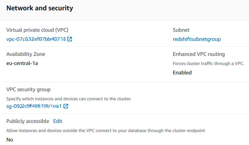 Amazon Redshift Security Group settings for ELB