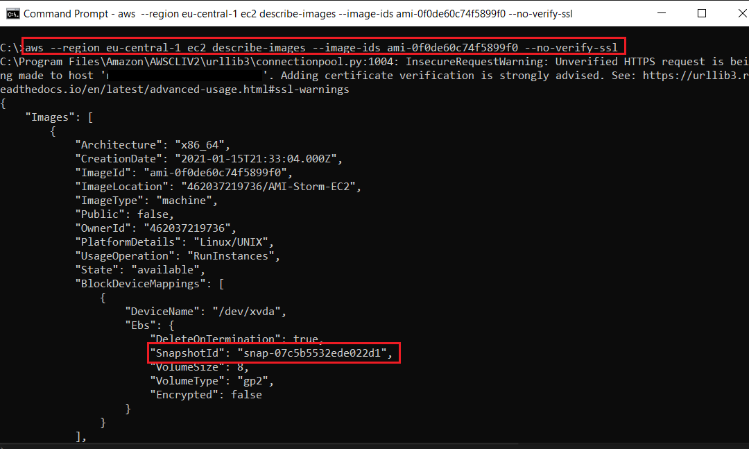 identify Amazon EBS snapshot created for EC2 AMI image using AWS CLI command