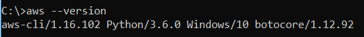 aws version command to test AWS CLI installation