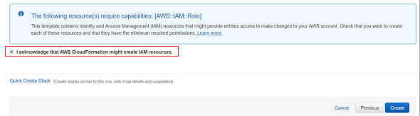 AWS CloudFormation might create IAM resources