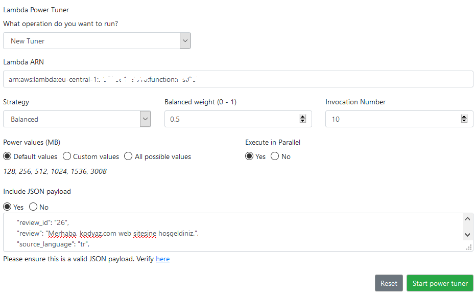 AWS Lambda Power Tuner