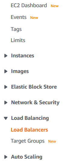 Load Balancers on AWS EC2 Dashboard