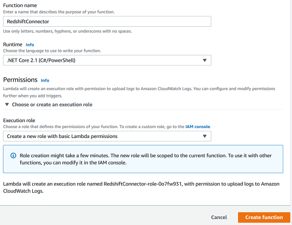 AWS serverless lambda function creation