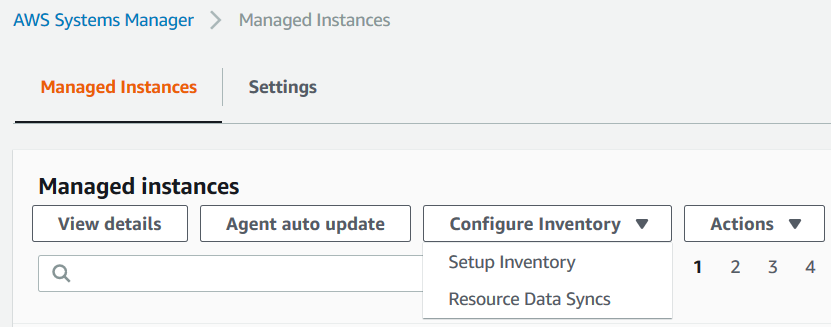 AWS Managed Instances > Configure Inventory > Setup Inventory