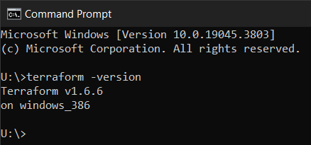 verify terraform installation on Windows