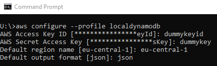 configure AWS profile for local DynamoDB access