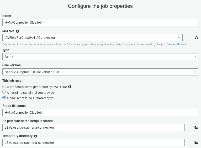 AWS Glue job properties