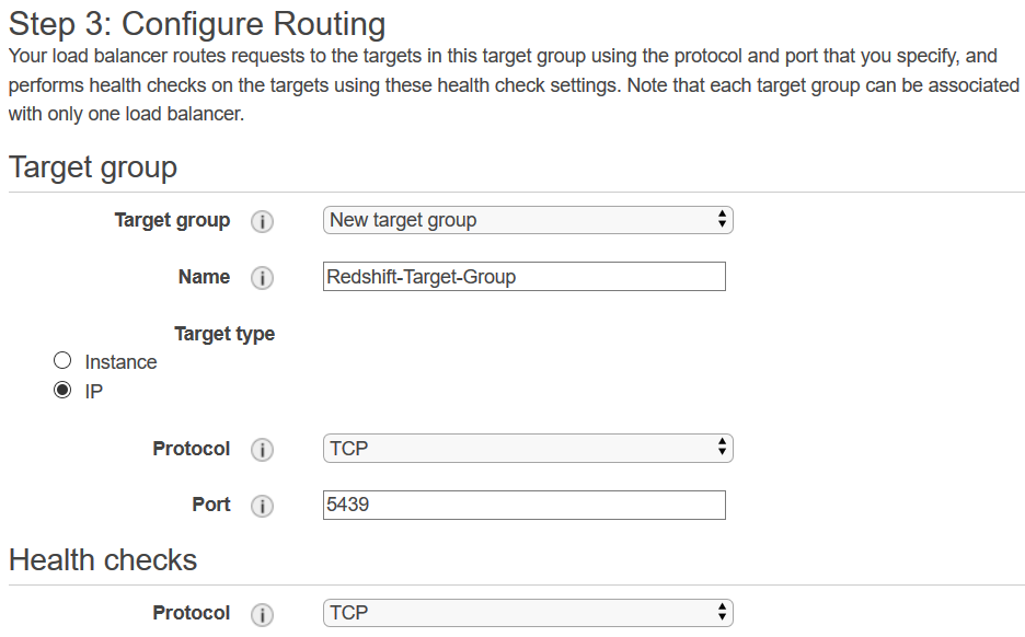 configure routing options and target group of Network Load Balancer