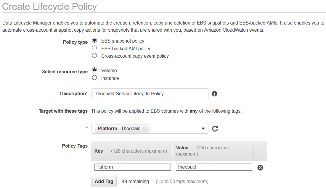 create lifecycle policy using Amazon Data Lifecycle Manager create lifecycle policy using Amazon Data Lifecycle Manager