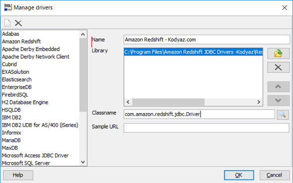 Manage Drivers for Amazon Redshift JDBC driver on SQL Workbench