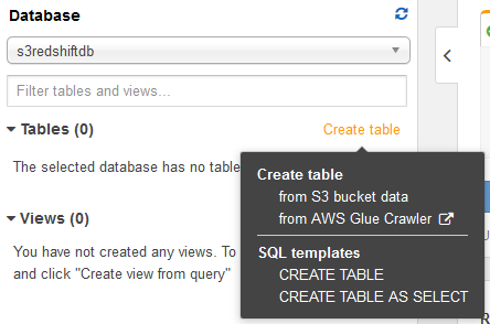 create table from Amazon S3 bucket data in Athena database
