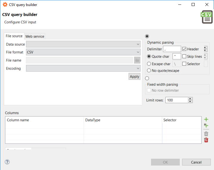 Data Virtuality CSV Query Builder tool