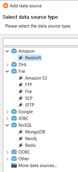 data source types available for Data Virtuality