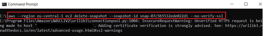 AWS CLI EC2 delete snapshot command