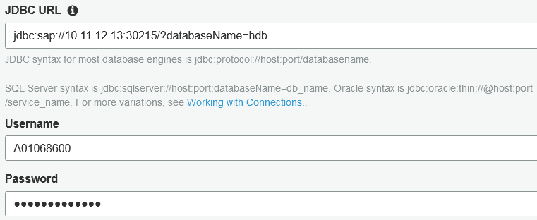 AWS Glue connection properties