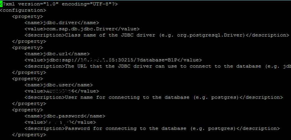 Greenplum PXF jdbc-site.xml configuration settings for SAP HANA database