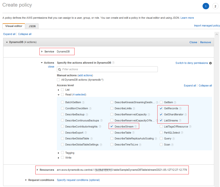 inline policy for AWS Lambda function IAM execution role