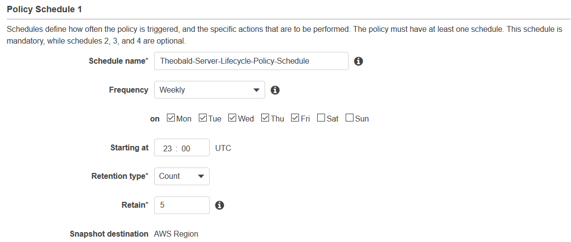 Amazon lifecycle policy schedule definition