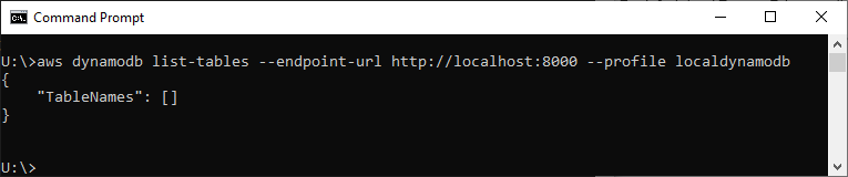 list DynamoDB tables using AWS CLI command on local installation