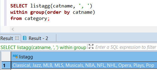 Redshift ListAgg aggregate SQL function Within Group Order By clause