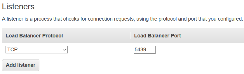 Network Load Balancer listener configuration