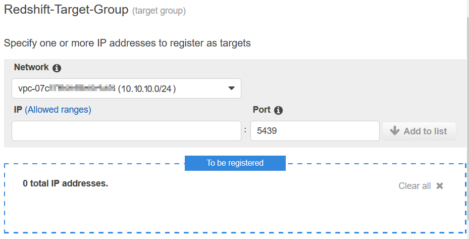 Network Load Balancer Target Group configuration