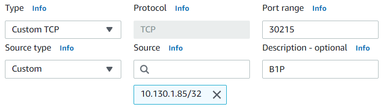 add inbound rule for SAP HANA database connection