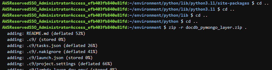 Python PyMongo Lambda Layer for DocumentDB connection