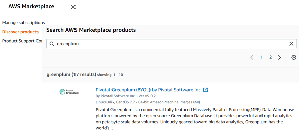 Pivotal Greenplum Data Warehouse on AWS Marketplace