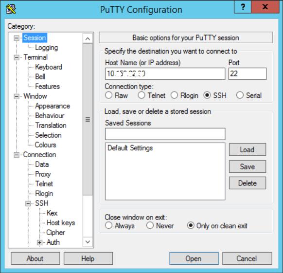 putty to connect to Greenplum server over ssh