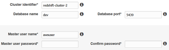 configure Redshift database and master user