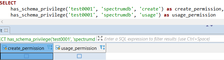 Redshift Database SQL has_schema_privilege function