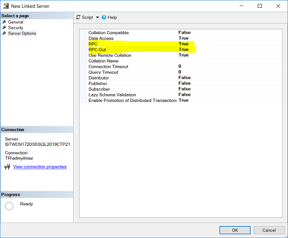 SQL Server Amazon Redshift Linked Server RPC configuration