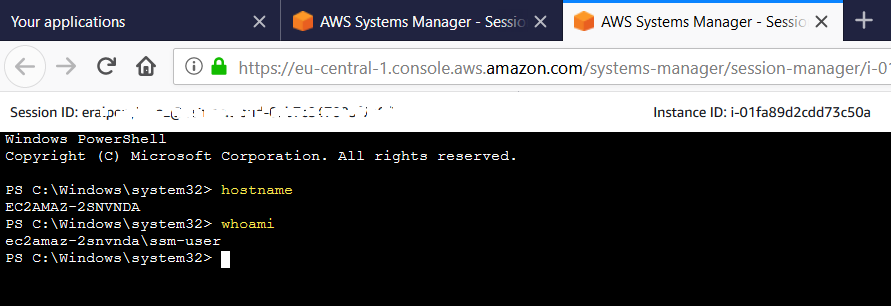 connecting to Windows EC2 instance using Session Manager