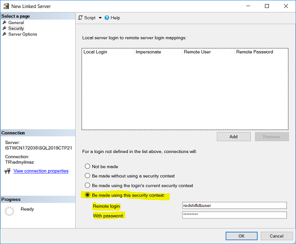 remote login to Amazon Redshift database