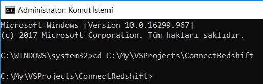 Visual Studio project folder on Command Prompt