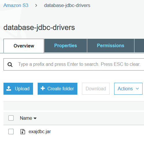 upload Exasol JDBC driver to Amazon S3 bucket