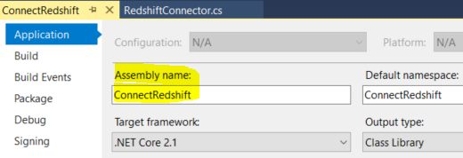 assembly name in Visual Studio project properties for Lambda function handler