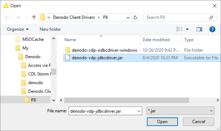 Denodo JDBC driver file denodo-vdp-jdbcdriver.jar