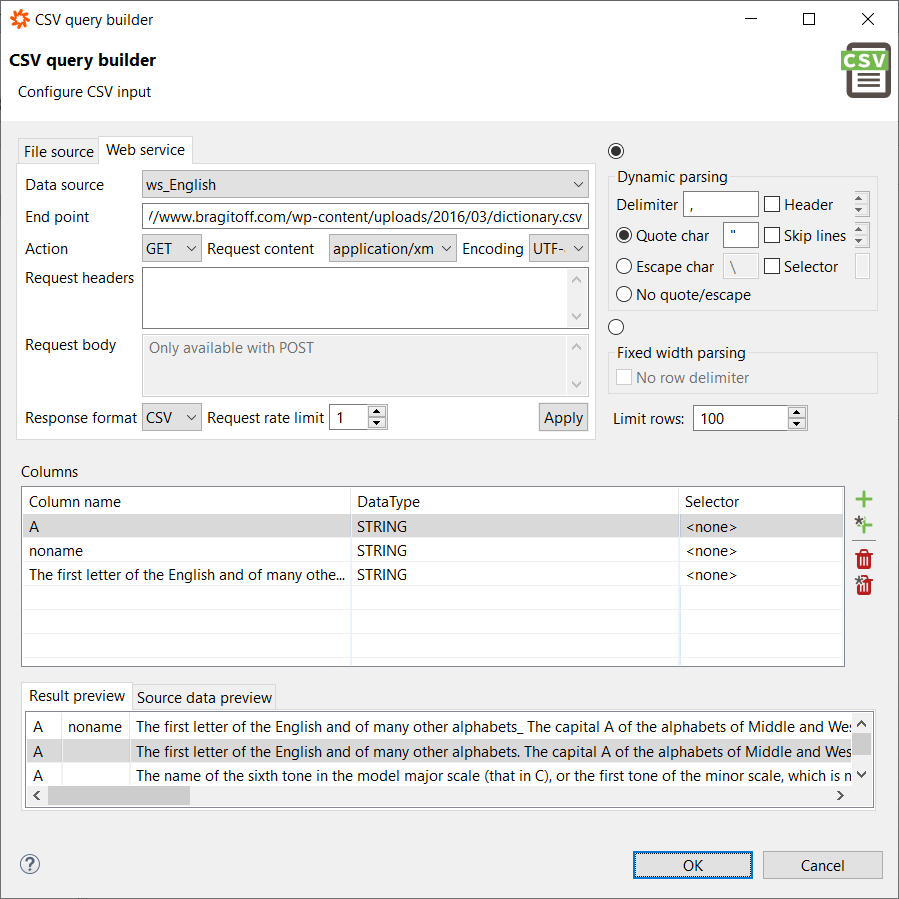 CSV Query Builder to preview CSV file data